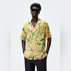 ZARA MENS POMEGRANATE PRINT SHIRT NWT